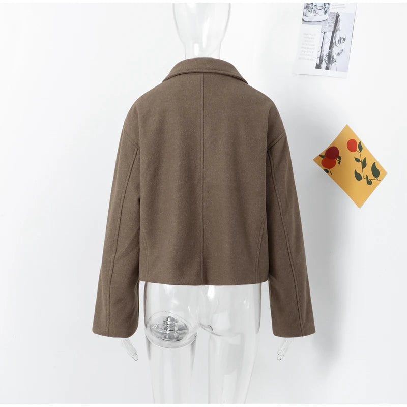Casual Lapel Short Trench Coat For Women With Belt Long Sleeve Elegant Double Breasted Jacket 2025 Autumn Winter Vintage Outwear