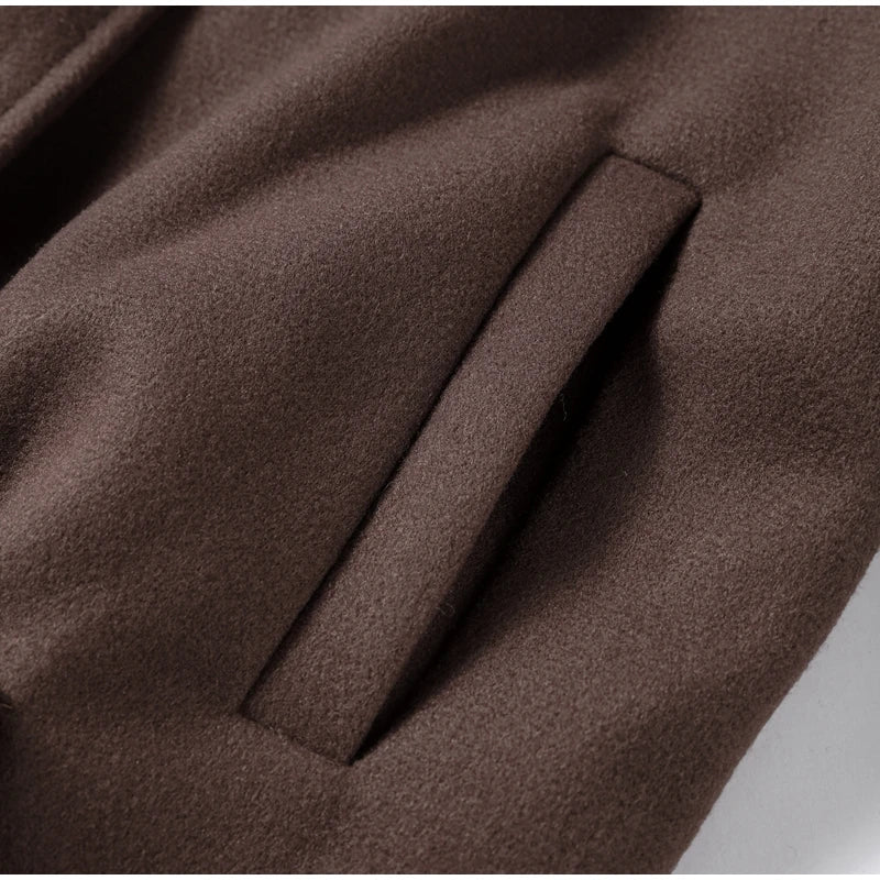 Casual Lapel Short Trench Coat For Women With Belt Long Sleeve Elegant Double Breasted Jacket 2025 Autumn Winter Vintage Outwear