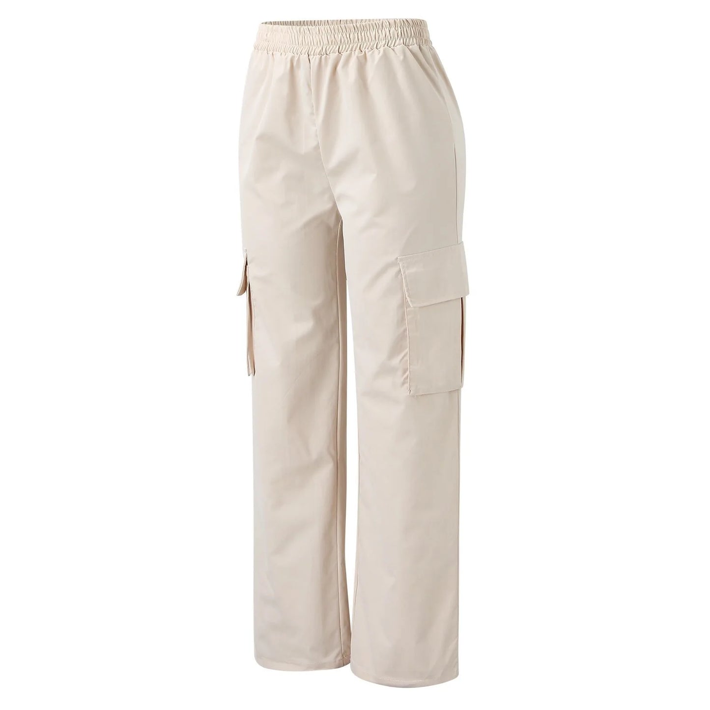 Combine comfort and style with these jogger/cargo pants. The wide, straight cut, along with the elastic high waist, ensures a perfect fit. Ideal for a casual-chic look with the practicality of cargo pockets.